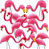 GiftExpress 12 Pack Pink Flamingos Yard Decorations - Small 14" Tall Plastic Flamingo Statue w/Metal Stakes - Lawn Ornaments & Garden Decor for Outdoor Parties