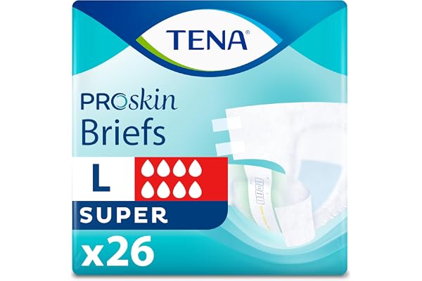 Tena Adjustable Incontinence Briefs, Super Absorbency, Large Waist, 26 Count