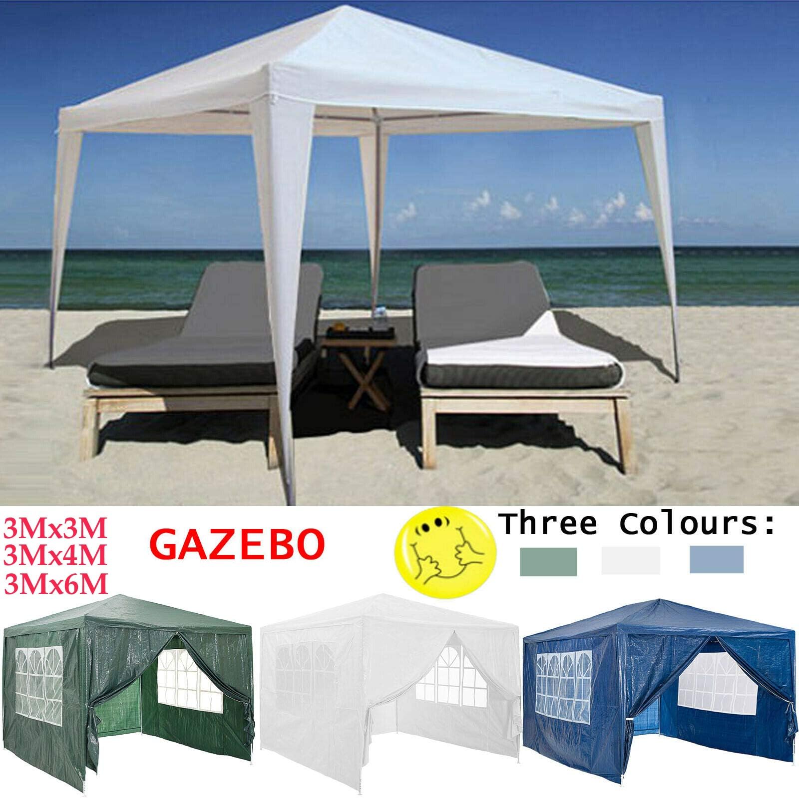 All Seasons Garden Heavy Duty Gazebo Marquee Party Tent Canopy for Wedding Outdoor Camping Beach 3x3M 3x4M 3x6M with 4 Side Panels, Waterproof