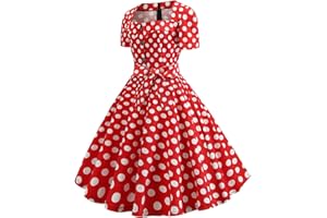 LFEOOST Summer Dresses for Women 2023 Party Dress Vintage Short Sleeve A Line Flare Bowknot Polka Dot Prom Swing Dress