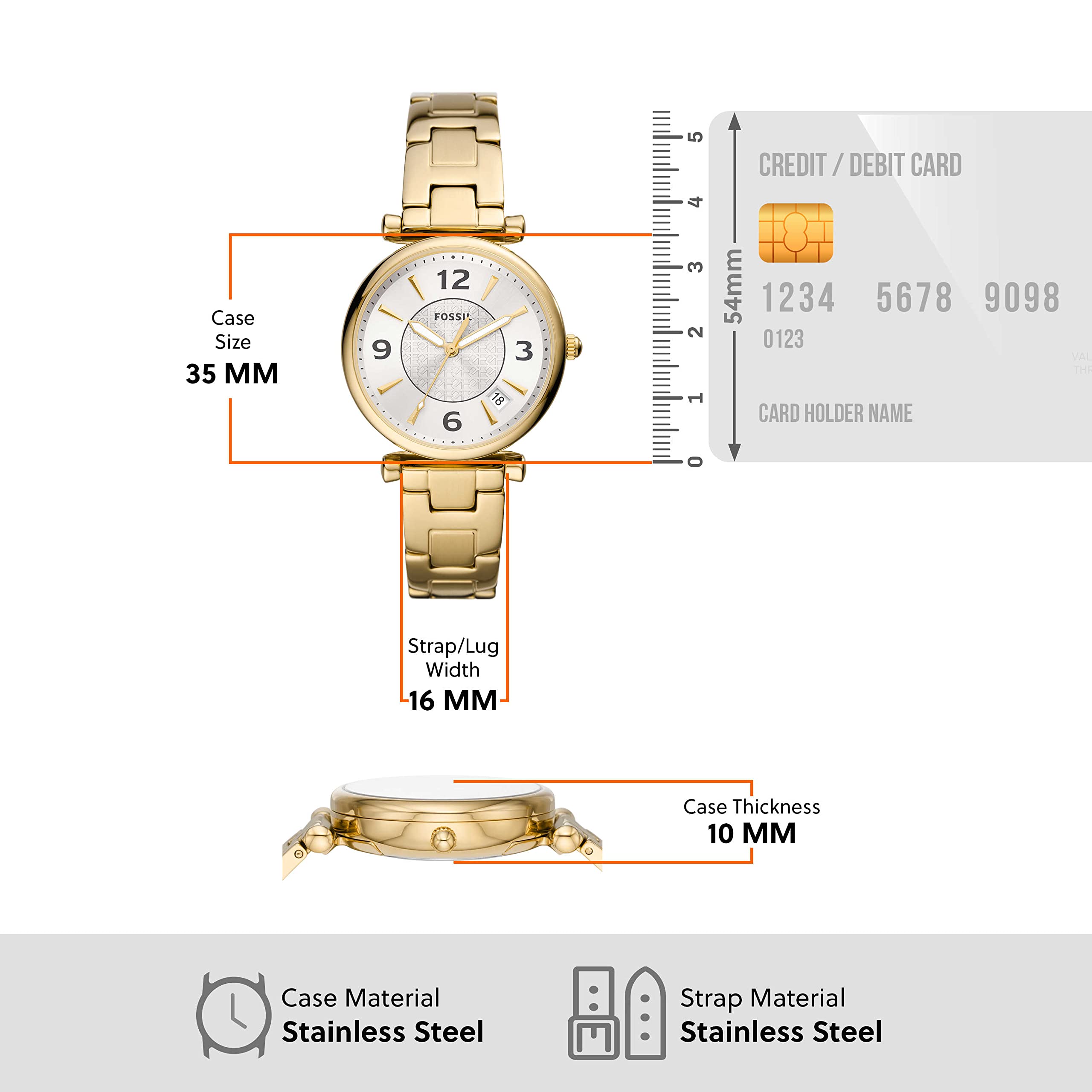 Carlie アナログ レディース 腕時計, ゴールド, クォーツムーブメント。