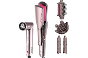 Shark FlexFusion Hair Straightener & Powerful Hair Dryer with Diffuser, Fusion Hair Brush, Ceramic Air Styler with Auto-Wrap 