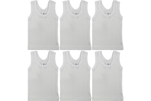 Baby Sleeveless Pack of 6 Tank Tops 100% Cotton Shirts, Short Sleeve Tees 0-24 Months Boys, Girls, Unisex