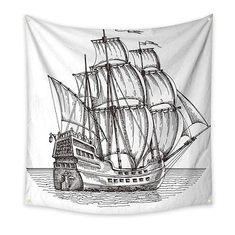 Amazon Com Pirate Ship Bedroom Tapestry Old Retro Style