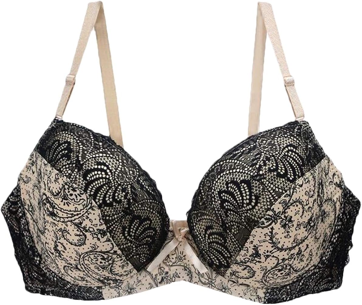 GRMO Women Plus Size Color Blocked SoftCup Bra Printed Sleep Bra