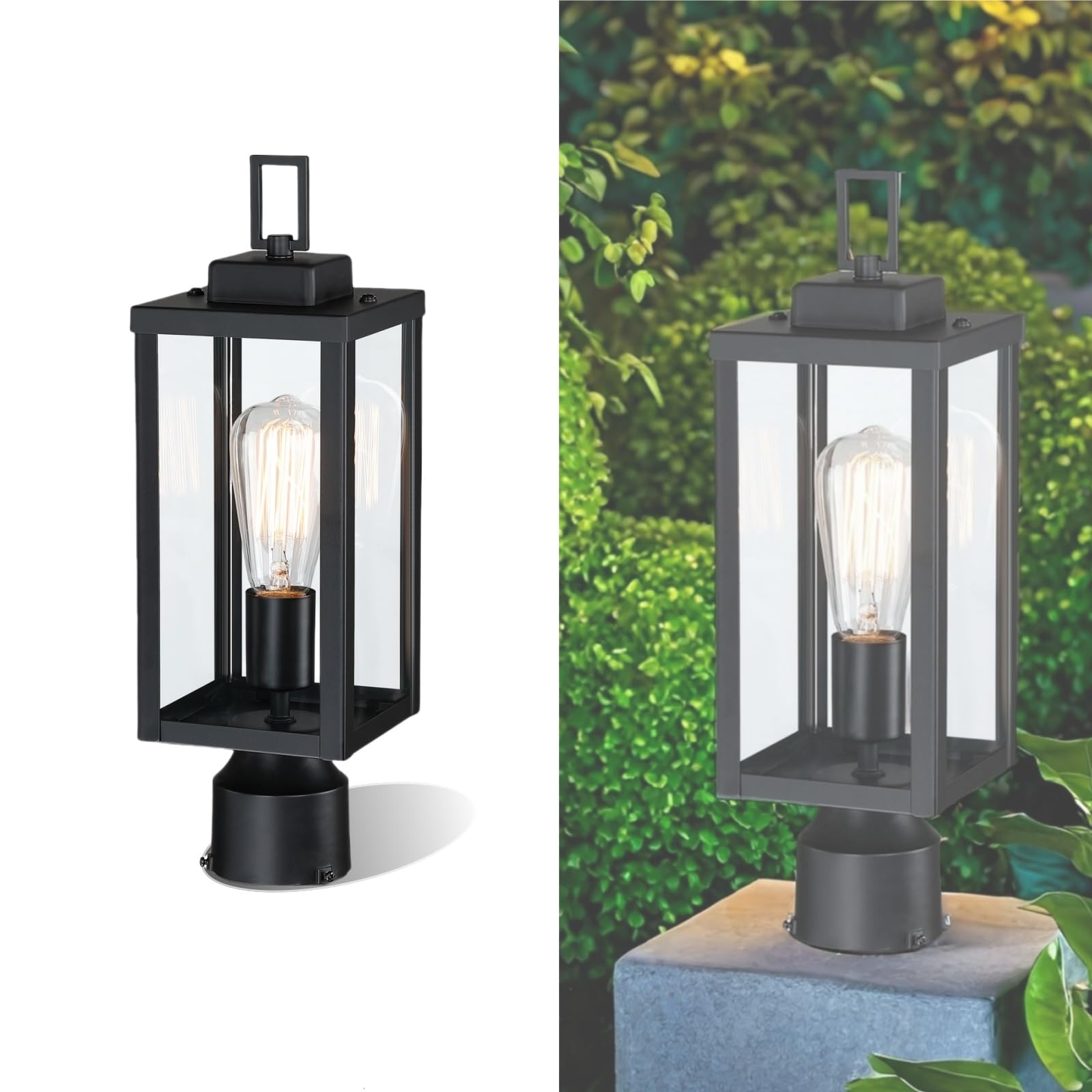 LIT-PaTH Outdoor Post Light Mounting Base, Pier Mount Base, 2-Pack, Black LIT-PaTH Outdoor Post Lighting Fixture Pole Lantern, E26 Medium