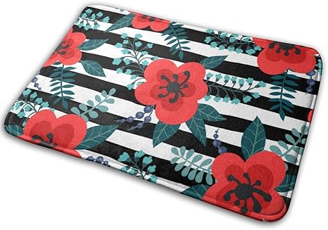 Amazon 赤い花のある花柄植物の枝お手入れが簡単フロント屋外玄関マット60x 40 Cm 24 X16インチ 玄関マット オンライン通販