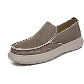 Bernal Men's Casual Shoes Canvas Slip On Shoes Men's Vintage Flat Boat Shoes Slip-on Loafers Walking Work Shoes Comfortable Light-Weight Indoor Outdoor Slippers