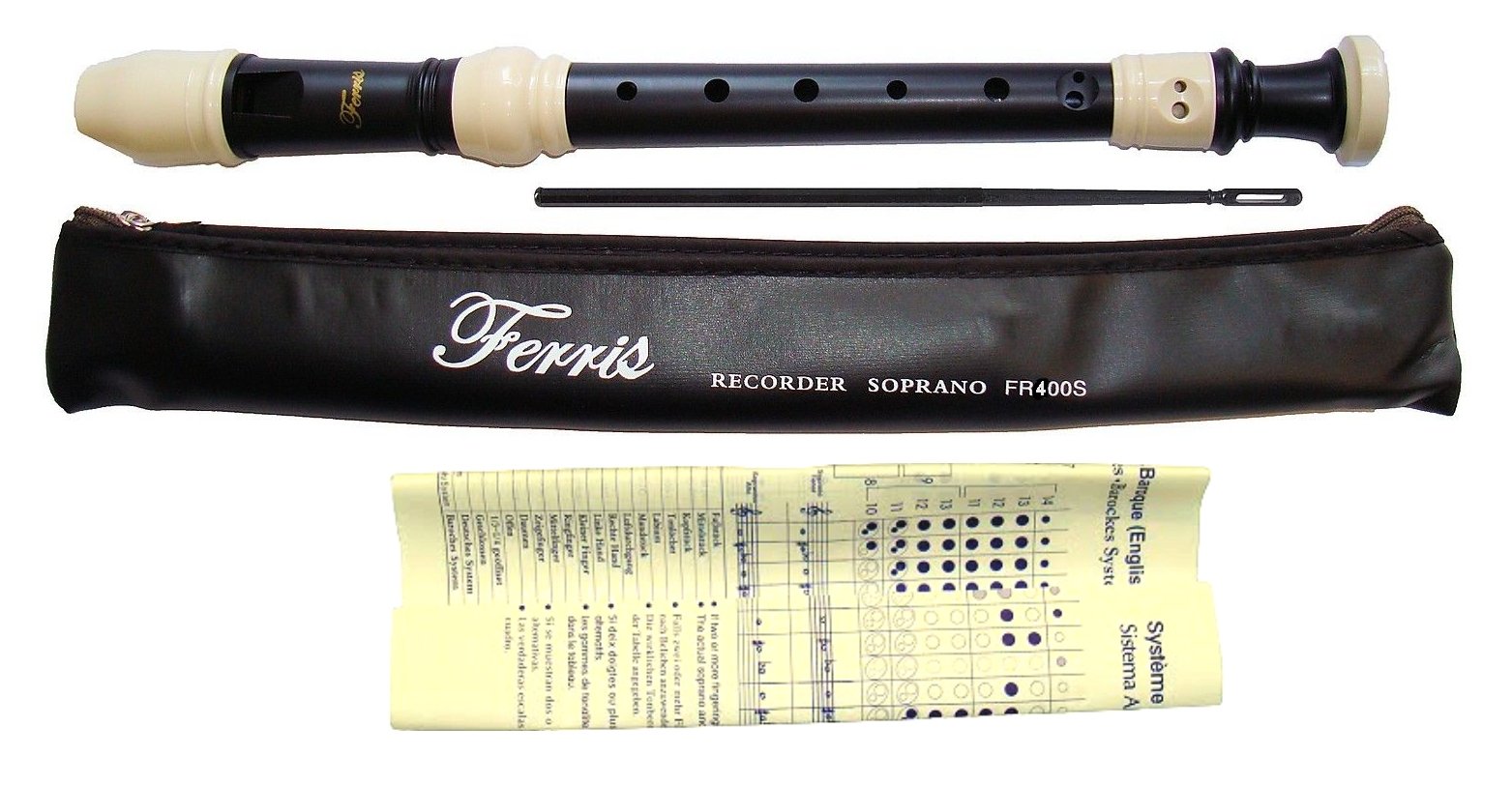 Ferris FR400S Descant/Soprano Recorder,Black