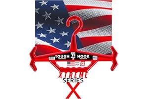 Tough Hook Original Xtreme Heavy Duty Hanger, USA Made, The Superhero of Hangers, Premium Military Grade Tactical Hanger for Police Gear,Scuba & Dive Gear,Advanced ABS Resin 200-lb Cap Red 1-Pack