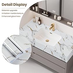 practicalWs Glossy Marble Wallpaper Peel and Stick