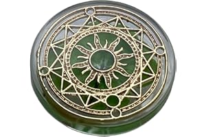 KIN-HEBI Real Four Leaf Clover Good Luck Pocket Token, Preserved, 1.25”, Including Metal Ornament (Magic Circle of The Sun)