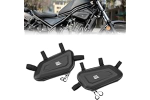 KEMIMOTO Motorcycle Side Bag, EVA Hard Shell Tool Bags Compatible with Rebel 300 500 (2017-2025) - Universal Motorcycle Saddlebag Side Frame-Mounted and Rear Storage 2.5L*2