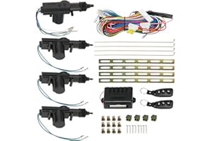 Hombasing Car Door Lock Kit 4 PCS, Car Door Unlock Kit with 2 Remotes, Car Accessories Universal Keyless Entry Systems, 4 Door 12V Car Power Door Lock Remote Central Locking Conversion Kit - Black