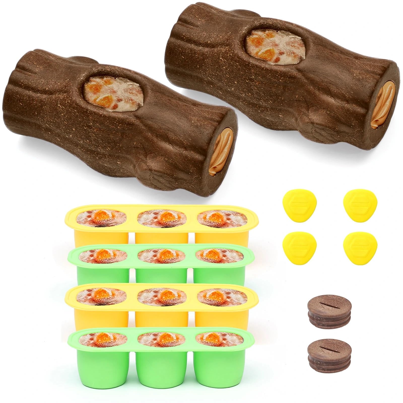 Photo 1 of 2 Pack Dog Toys for Aggressive Chewers, Interactive Indestructible Dog Toys to Keep Them Busy, Durable Dog Frozen Treat Toy for Large & Medium Dogs, Reduces Anxiety & Extends Playtime, Red Brown