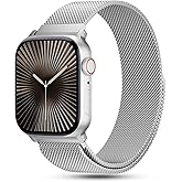 MUIPIK Metal Stainless Steel Magnetic Milanese Loop Compatible with Apple Watch Band 46mm 42mm 44mm 45mm 49mm 38mm 40mm 41mm men & women,Mesh strap for iWatch Series 11 10 9 8 7 6 5 4 SE 3 2 1 Ultra 3 2 1