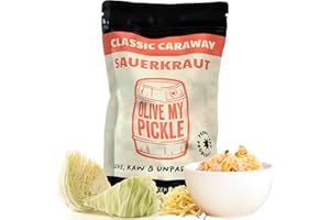 Olive My Pickle Fermented Sauerkraut Organic - 16 oz | 1-Pack Bundle of Probiotic Classic Caraway Organic Sauerkraut with Natural Probiotics for Gut Health - Great for Sandwiches, Salads, Meat