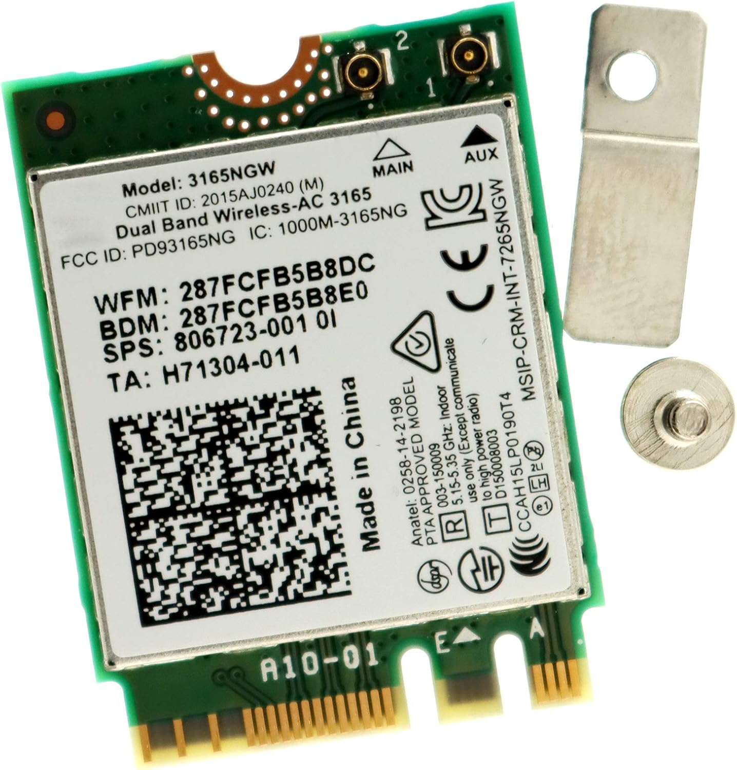 Deal4GO 3165ac 802.11ac 433Mbps M.2 NGFF Mini PCi-e WiFi Adapter Wireless-AC WLAN Module w/Bluetooth 4.2 for Intel 3165NGW 806723-001 ProBook 430 446 450 840 G3