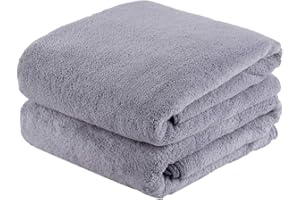 JML Luxury Hotel & SPA Bath Towels (2 Pack, 30"x60") - 350GSM High Density Fleece Towel Sets - Super Soft and Absorbent, Lint Free, Fade Resistant Bath Towel, Fleece Fleece Grey