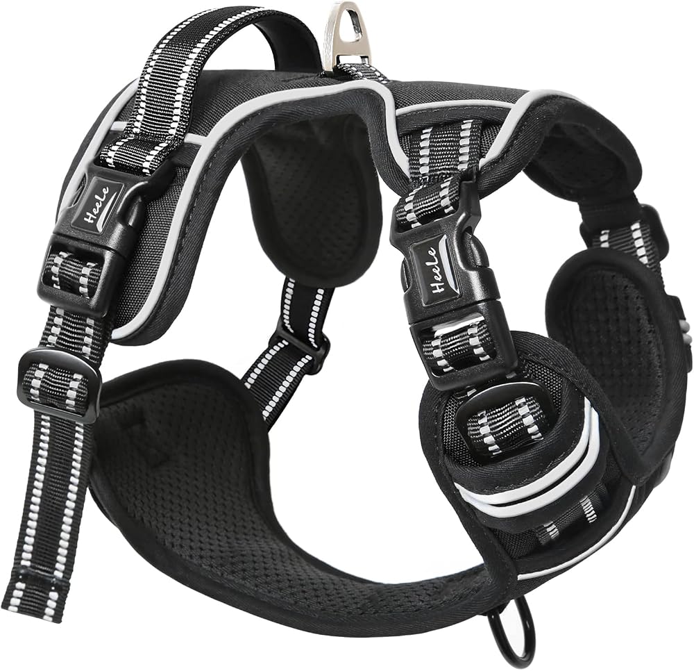 HEELE No Pull Dog Harness Large Reflective Adjustable Front Back Leash