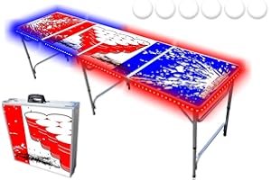 PARTYPONG 8-Foot Professional Beer Pong Table w/LED Glow Lights - Beer Pong Edition