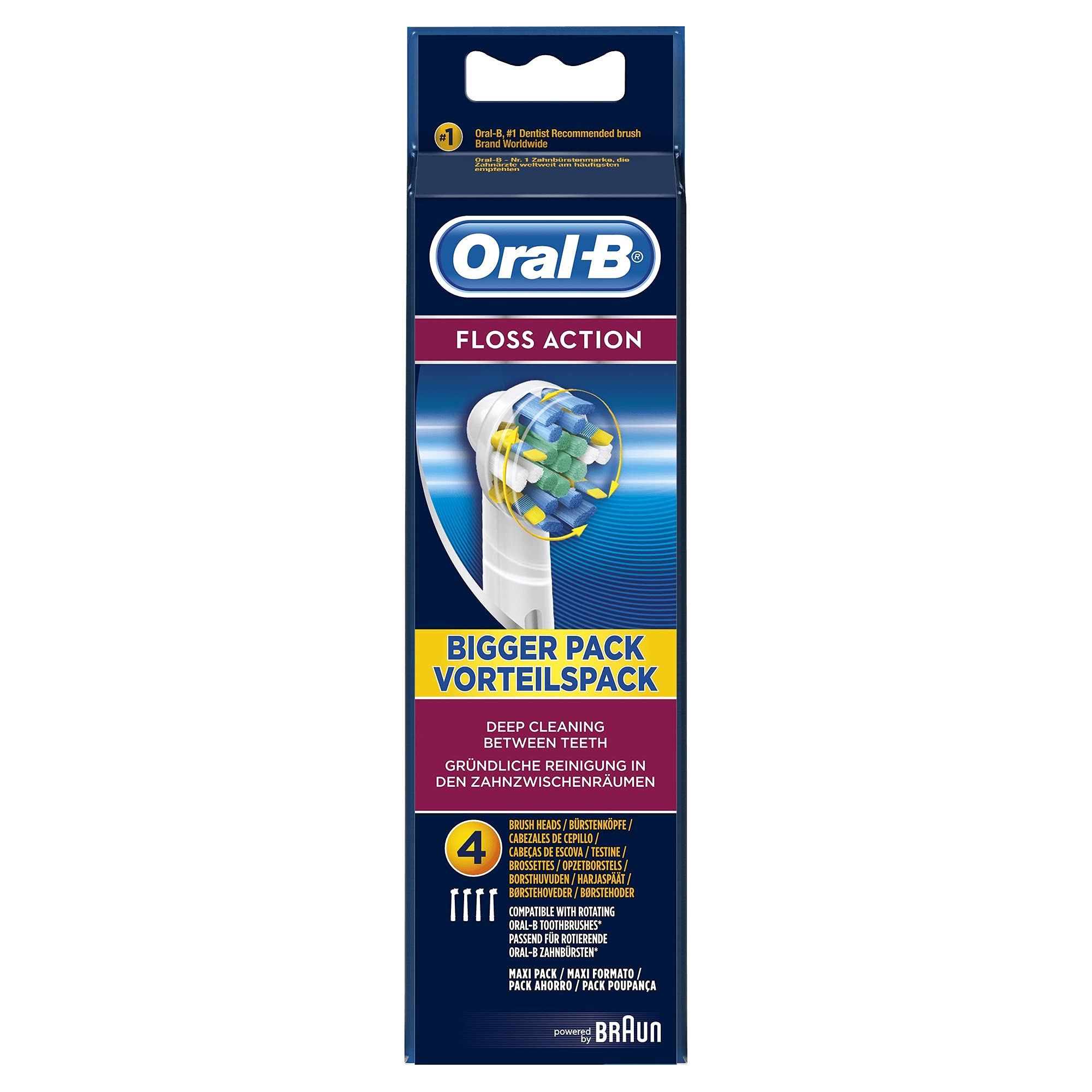 Braun Oral-B EB25-4 Floss Action Replacement Rechargeable Toothbrush Heads 4-Pack