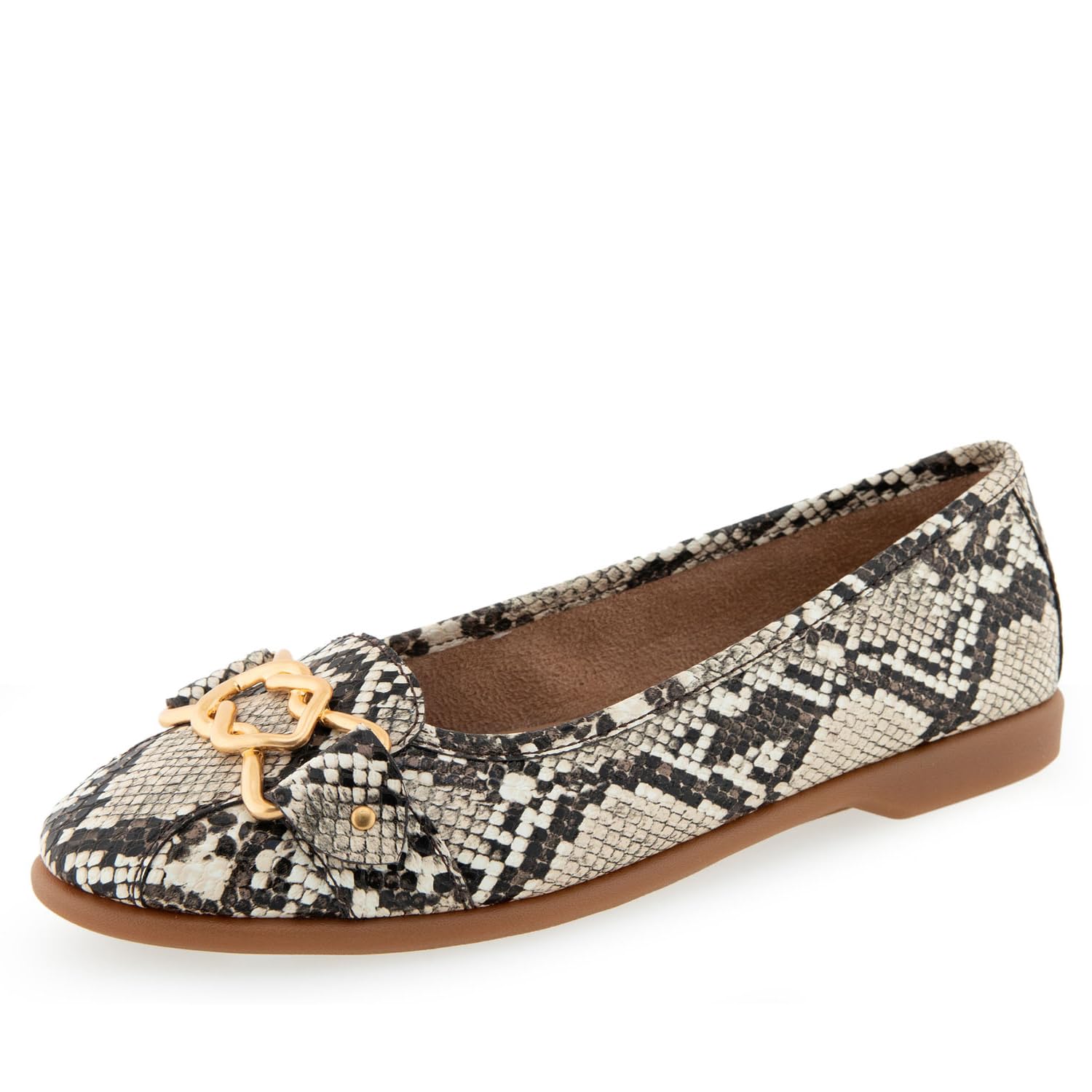 Aerosoles Women’s BIA Ballet Flat, Natural Printed Snake PU, 10