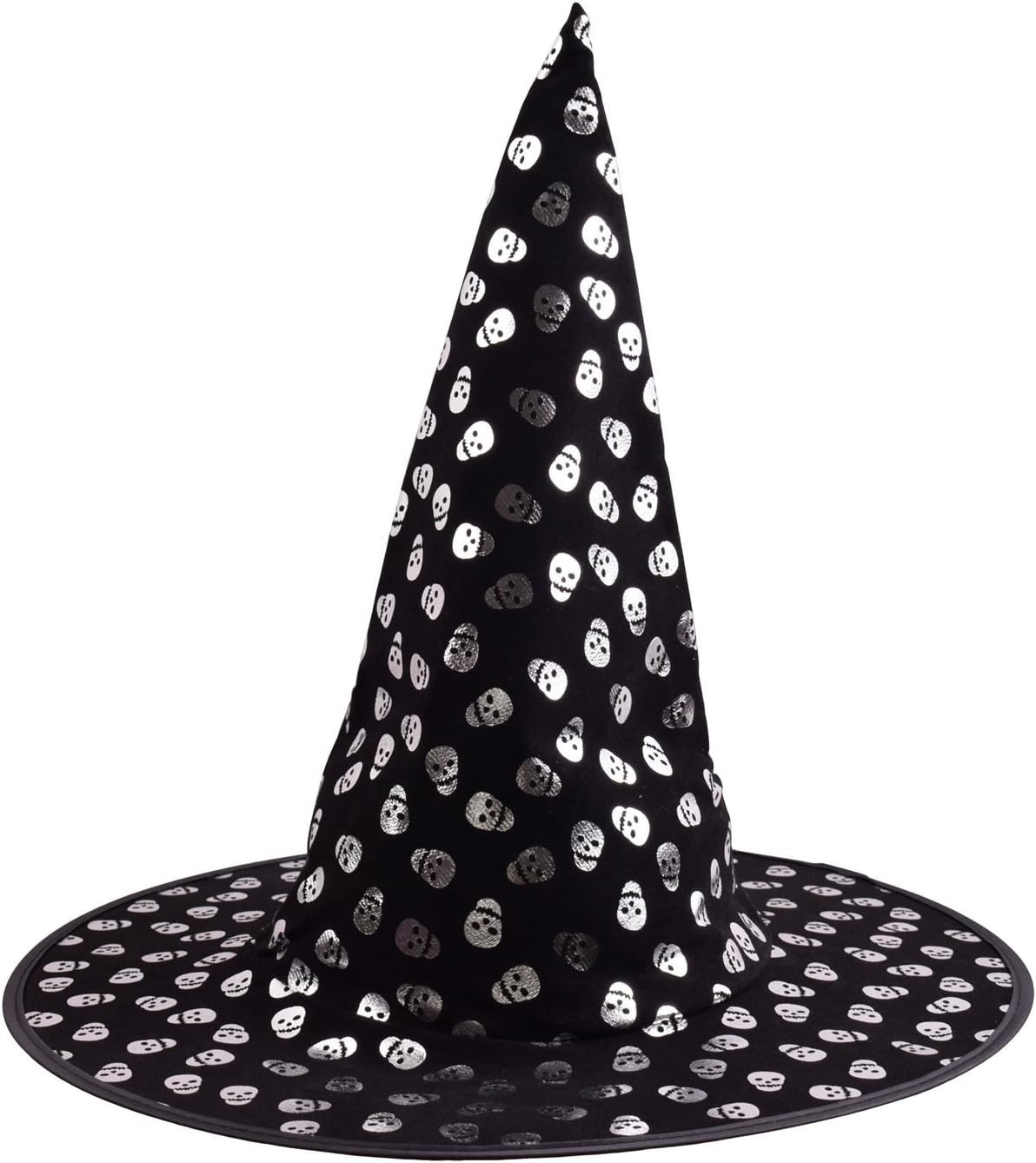 Amorismo Men's Halloween Witch Hats with Skull Patterns Silver