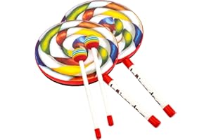Foraineam 2 Pieces 8 Inch Lollipop Drum with Beater Mallet Lollipop Hand Drum Musical Sound Tool Music Rhythm Percussion Instrument