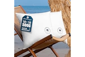 Phantoscope 18x18 Outdoor Pillow Inserts - Pack of 2 Waterproof Couch Throw Pillows, Cushion Sham Stuffer for Patio and Porch Furniture
