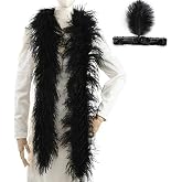 Soarer 3Ply Black Ostrich Feather Boa,2Yards Long Feather Boas Bulk | Fluffy Natural Ostrich Boa Pack for DIY Crafts,Wedding,Halloween Costumes and Theatrical Performances Party Decor