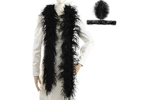 Soarer Black Ostrich Feather Boas – 2yards 3ply Long Boas for Party, DIY Production, Clothing Decoration (Black)
