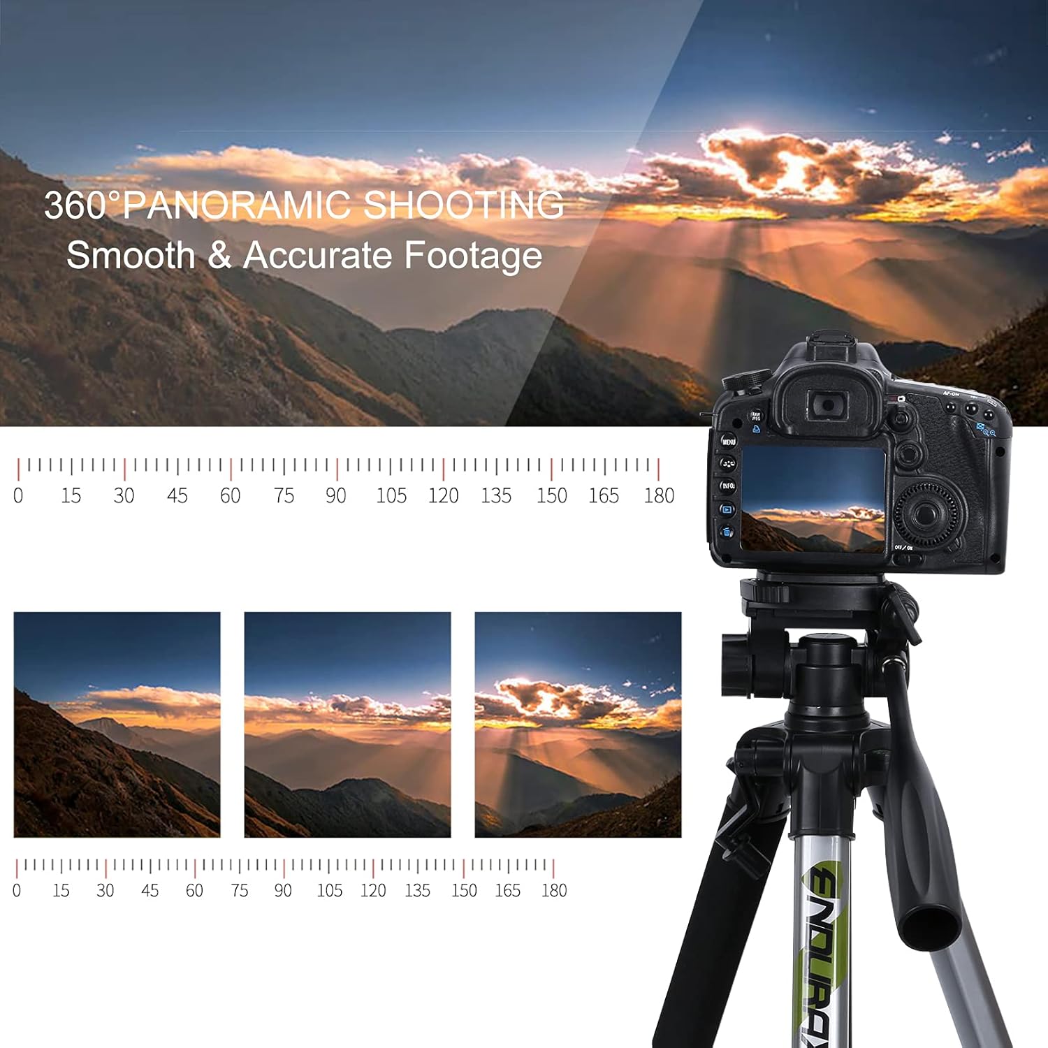 Endurax 66" Video Camera Tripod Compatible with Canon Nikon Lightweight Aluminum Travel DSLR Camera Stand with Universal Phone Holder Mount and Carry Bag : Camera & Photo