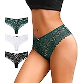 CULAYII Lace Thongs for Women String Criss Cross High waisted Underwear Hollow Out Cheeky Panties Sexy Women Thongs Pack