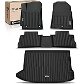 YHTAUTO Automotive Floor Mats & Cargo Mat Compatible with Hyundai Kona 2018-2023 (Not Electric), TPE Floor Liners All-Weather Protection Custom Fit, 1st & 2nd Row & Trunk Mat, Set of 4