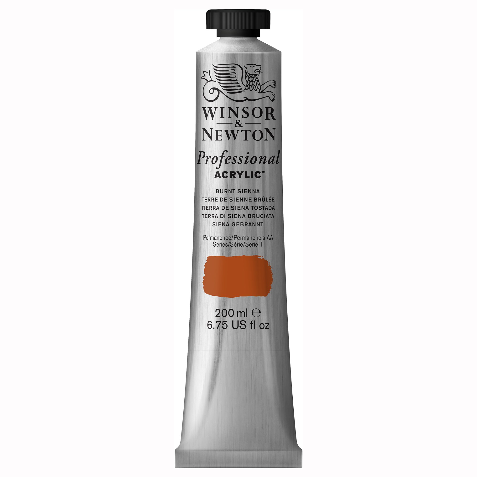 Winsor & Newton 200ml Professional Acrylic Colour Tube - Burnt Sienna