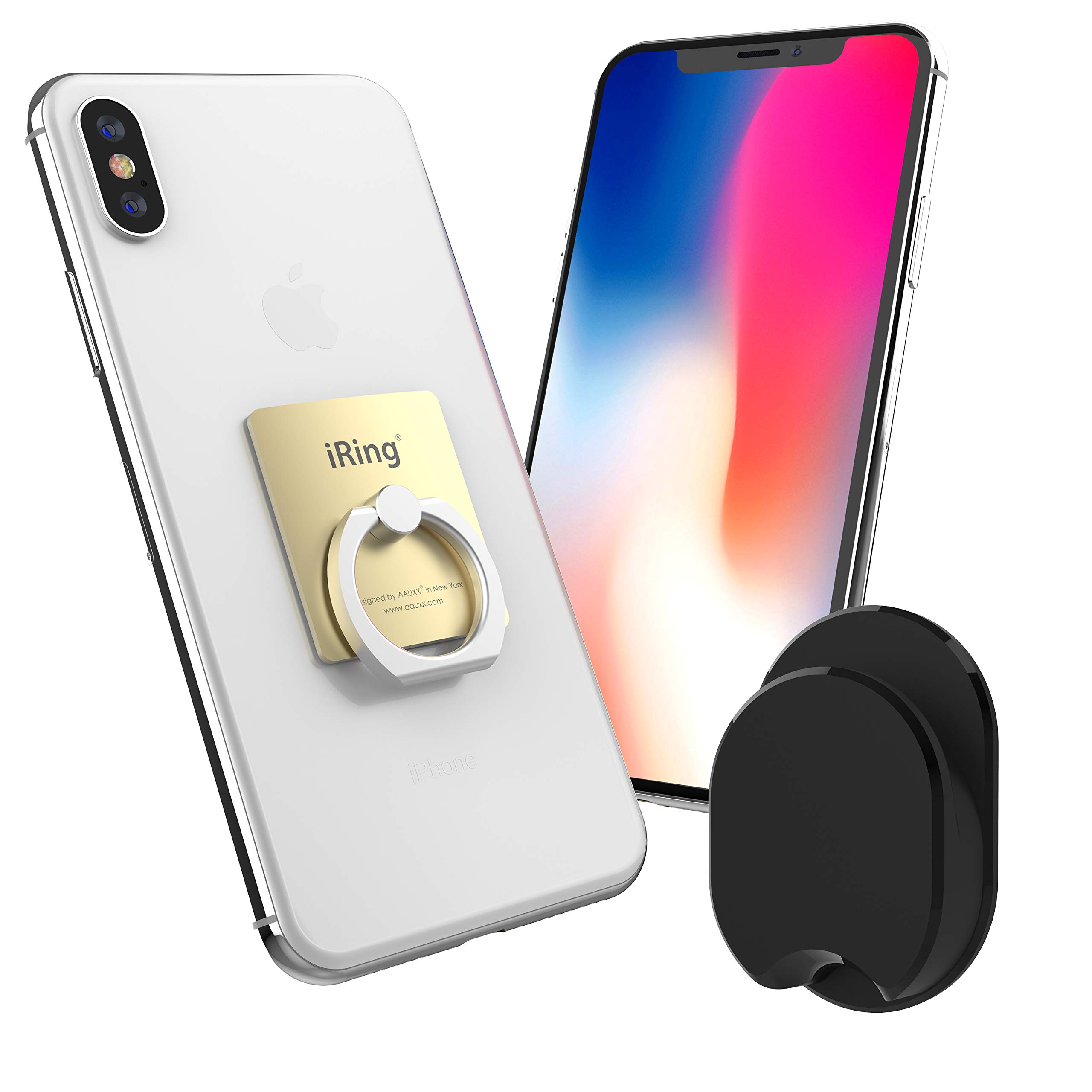 iRing Premium, 3 in 1 Hand Grip Ring and Mount for Mobile Phones - Designed by Aauxx