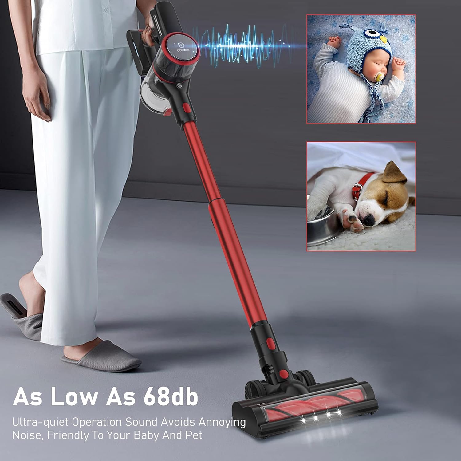 MOOSOO Cordless Vacuum Cleaner, Stick Vacuum 24Kpa Strong Suction 6 in 1 Ultra-Quiet Handheld Vacuum with Brushless Motor Multi-Attachments (Model: K17-Pro) -