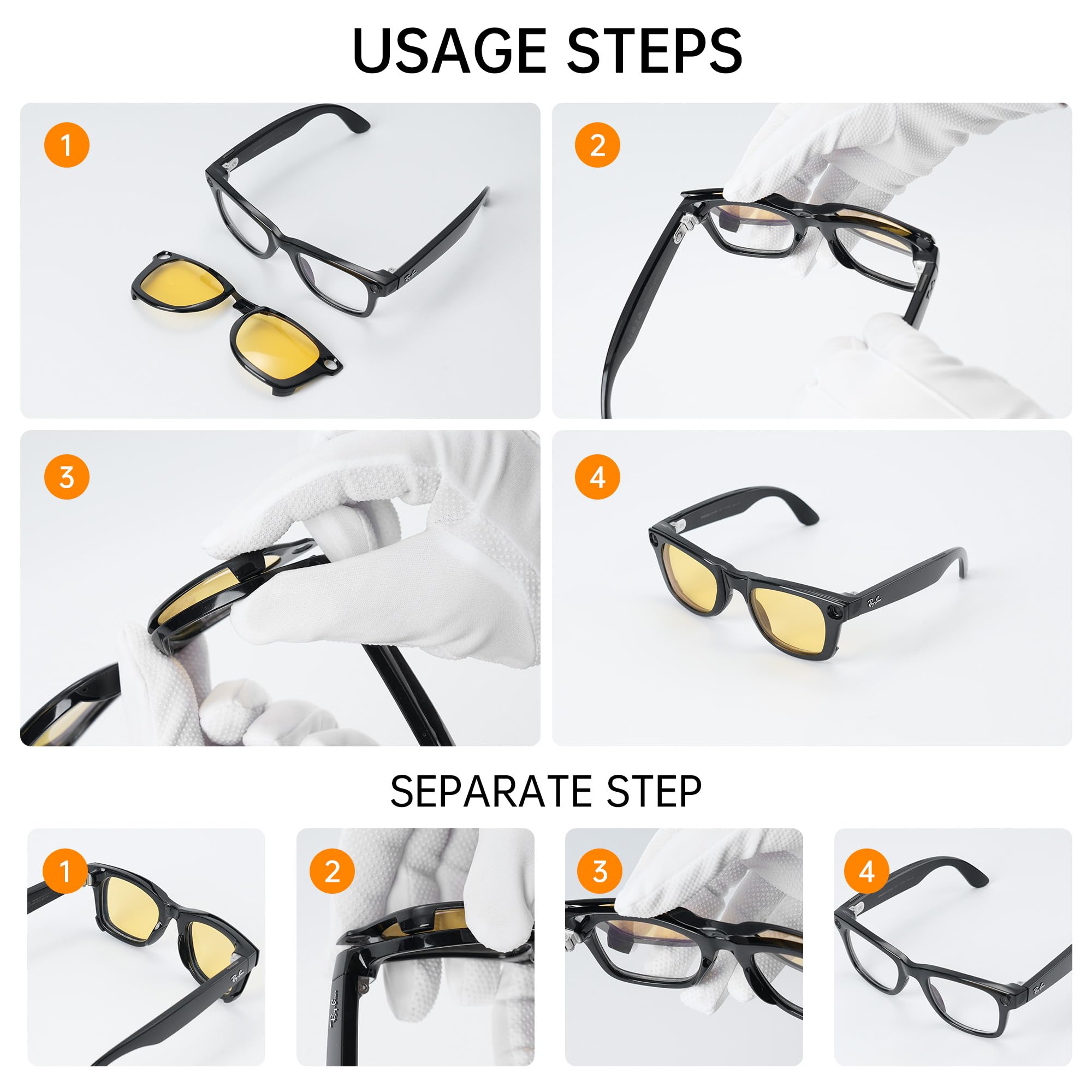4Pcs Polarized Clip for Ray-Ban Meta Wayfarer RW4006 Smart Glasses (Size M 50-22), Discoloration Clips for Ray-Ban Meta Wayfarer Protect Your Eyes, Cool and Fashion (Black+Green+Brown+Yellow)