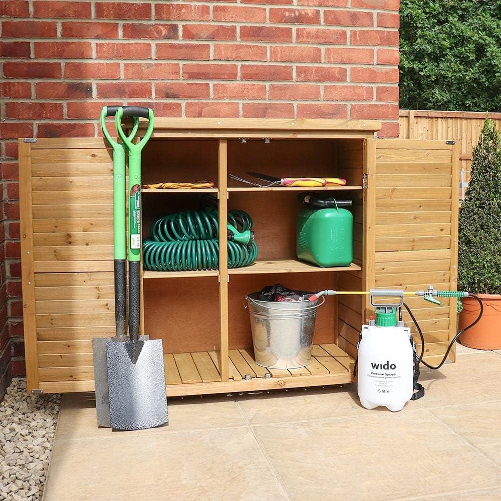 Wido Wooden Garden Storage Cupboard Outdoor Storage Tool Shed Shelves Amazon.co.uk