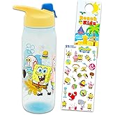 Spongebob Water Bottle Bundle - School Supplies Set with 20 Oz Drinking Cup, Stickers, More | Spongebob Reusable Water Bottle Set