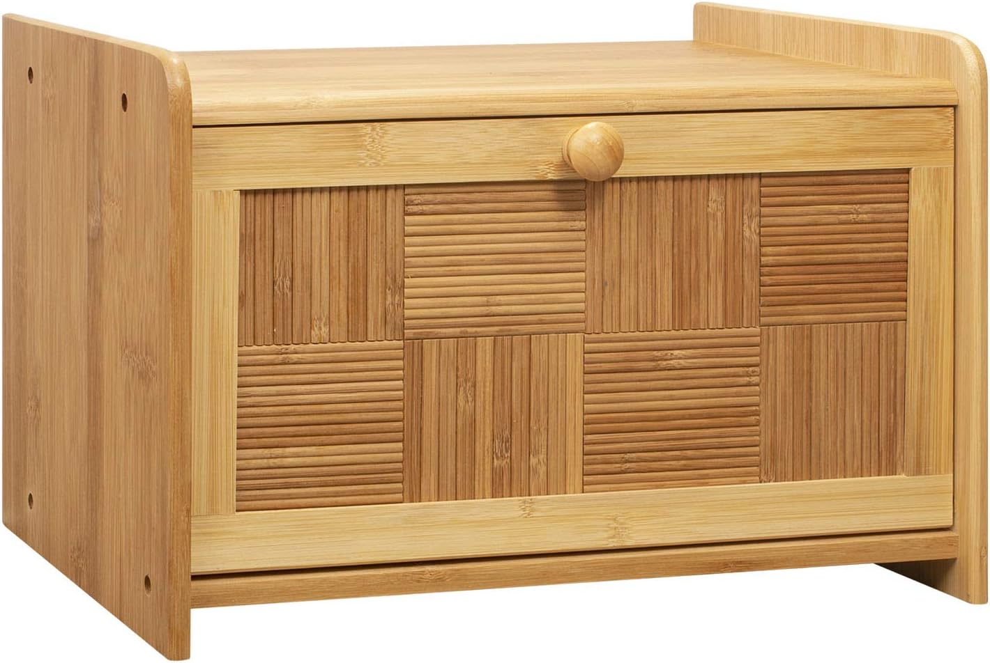Woodluv Bread Bin Countertop Bread Storage for Kitchen With Drop Down Front Lid 23 x 38 x 24 cm (No Assembly Required)