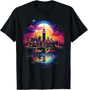 New York City Downtown Skyline Statue of Liberty NYC T-Shirt