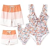 PATPAT Family Matching Swimwear Set: Floral Print Sleeveless Ruffled One Piece Bathing Suits
