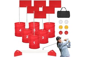 AEKOPS Golf Yard Bucket Game with Flag and Balls, 6 Hole Backyard Golf Game for Adults and Family, Golf Practice Yard Game Toy for Beach, Backyard, Park, Lawn, Camping
