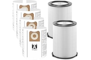 IOYIJOI Vf4000 Filter Compatible with RIDGID Vacs 5 Gallons and Larger Vacuum Cleaner (2 Pack VF4000 Filters + 4 Pack VF3502 Bags)