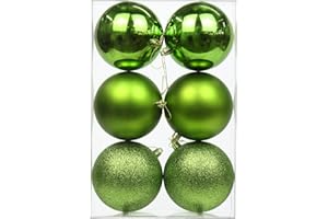 OAIRSE 3.94" Large Christmas Balls Shatterproof Green Balls Ornaments 6 Pcs Big Christmas Ornaments Balls for Christmas Tree Holiday Wedding Party Decoration