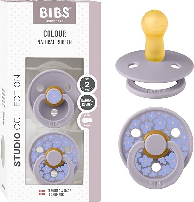 BIBS Colour Studio Soother 2-Pack Nipple Dummy Baby Pacifier Size 2 Jasmine