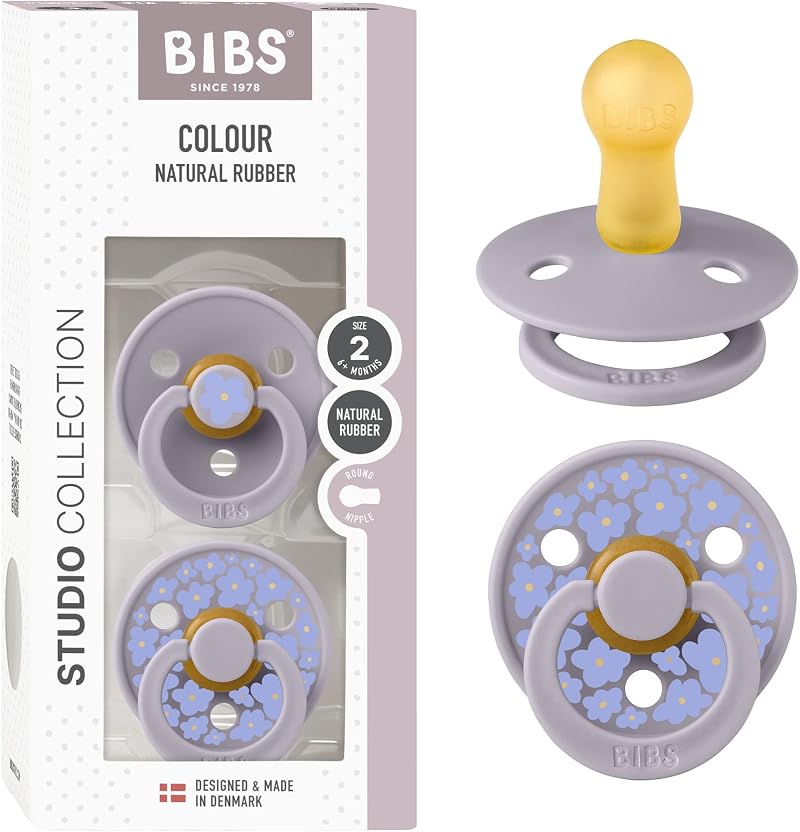 BIBS Colour Studio Soother 2-Pack Nipple Dummy Baby Pacifier Size 2 Jasmine