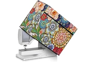 Goronwyfloyd Bright Blossom Colorful Sewing Machine Cover with Side Pocket Dust and Waterproof Cover Compatible with Singer and Brother Sewing Machine Foldable and Lightweight